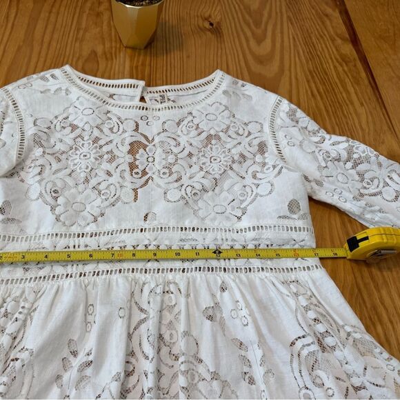 SPELL Clover Lace Blouse Semi Sheer Lattice Trim Crochet Women’s SIZE SMALL - Picture 7 of 12